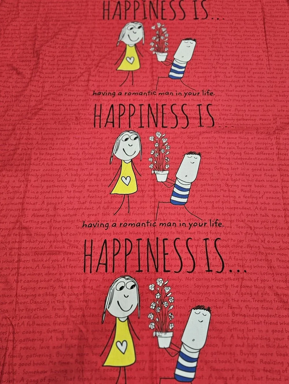 Lisa Swerling Happiness Is Red Romantic FULL Flat Sheet Cotton Portico NY Lazar